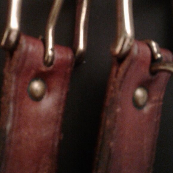 Ralph Lauren Dark Brown Leather Belt - X Stitching - Lauren on buckle!